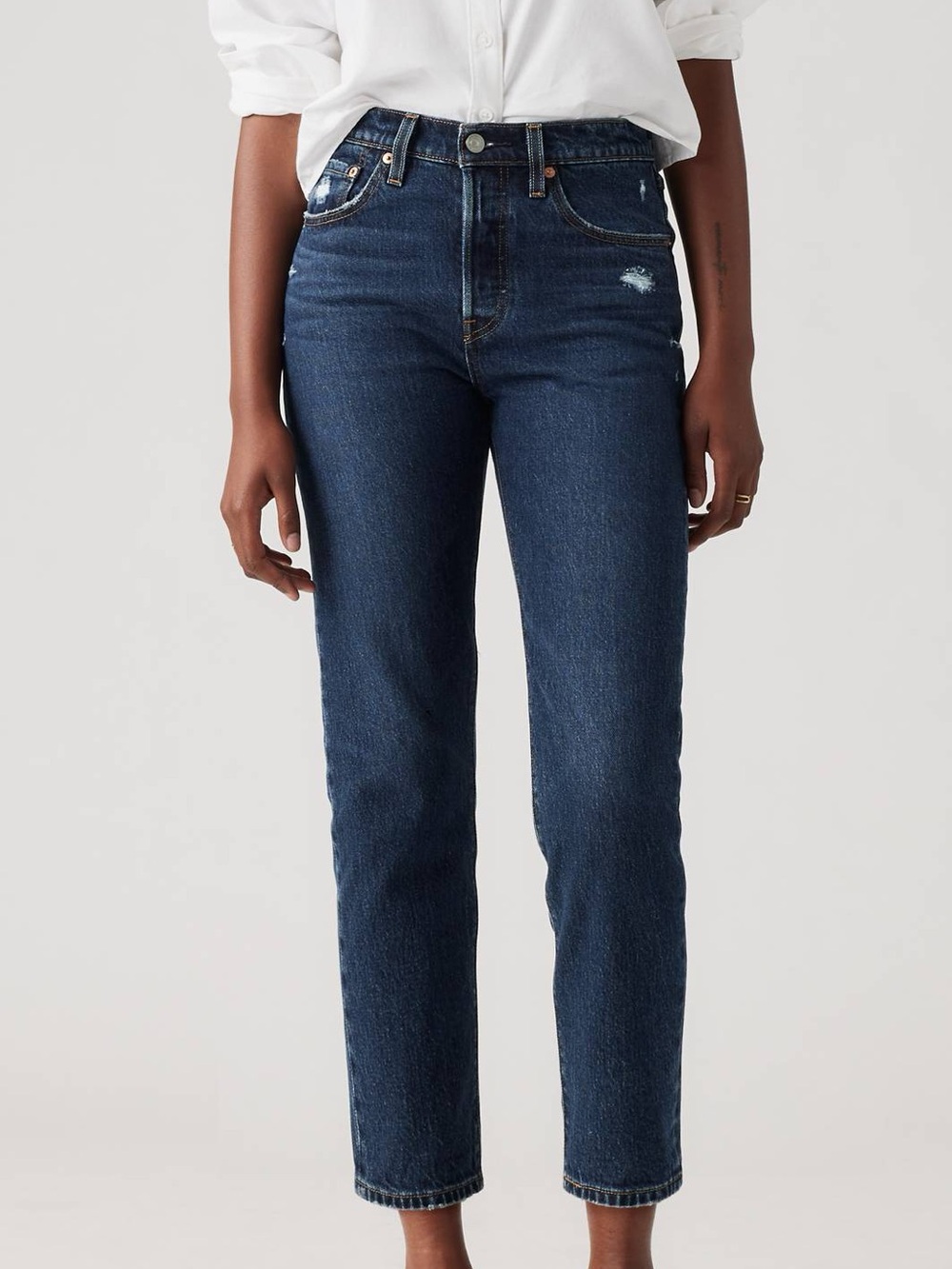 Levi’s Women 28x26 Dark Indigo Denim Button Fly 501 Original Cropped Jeans